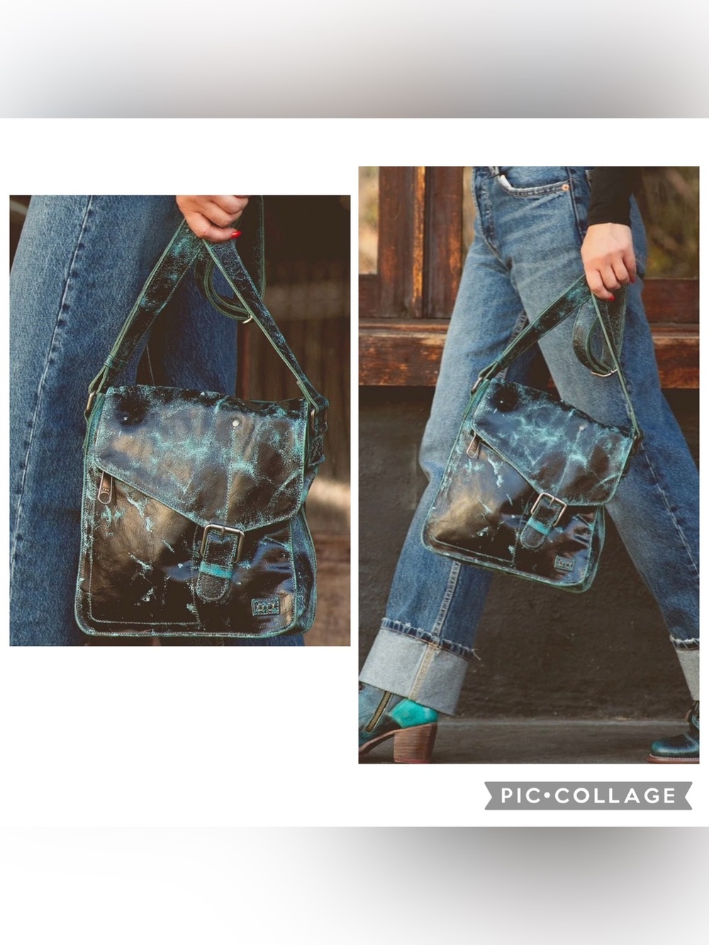 NWOT Bed Stu Leather Venice Beach Crossbody Bag Betta Blue Black Luxe MSRP $240 - Picture 12 of 12